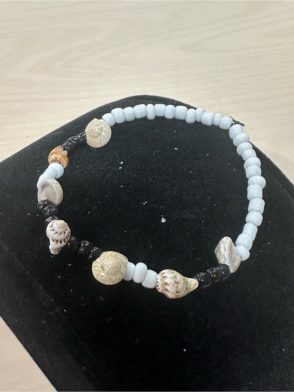 Handcrafted White Bead and Shell Bracelet